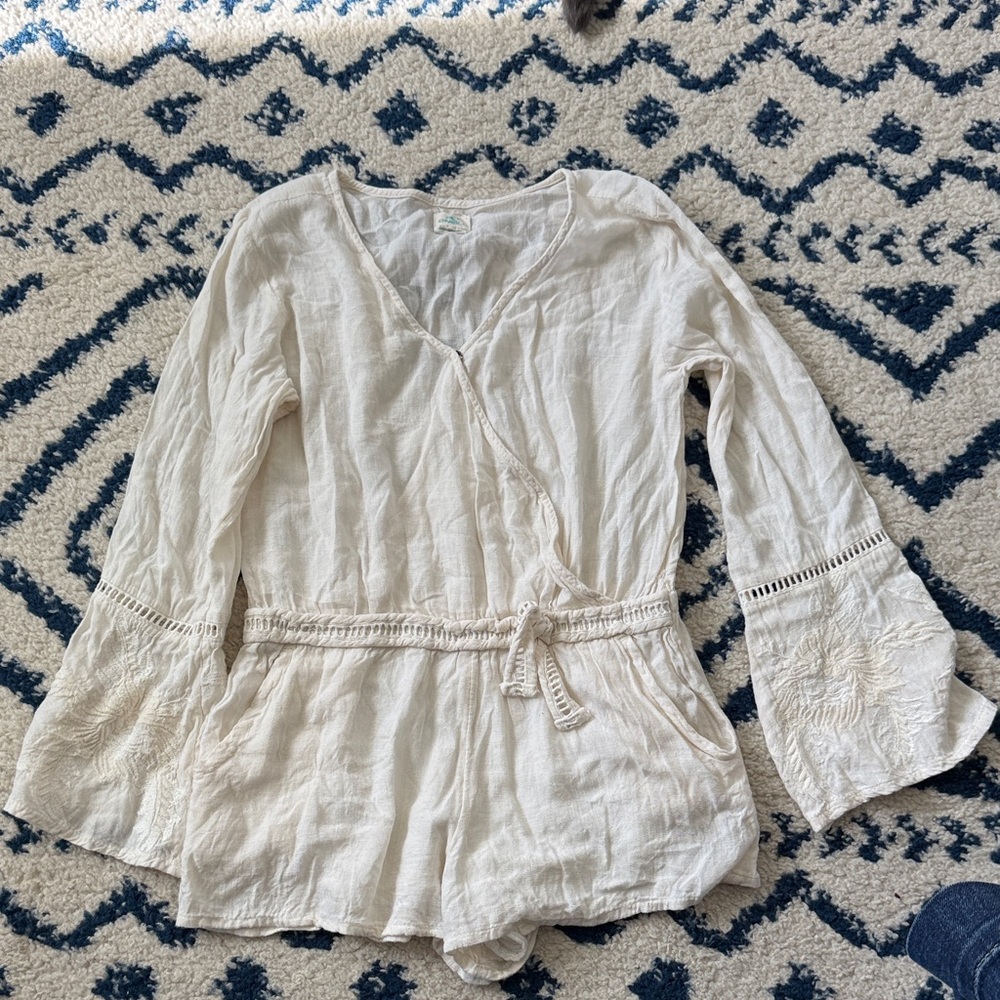 Girls O'Neill Cream Wrap Tunic with Tie Waist